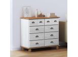 Vetrina Semplice Con Cassetti Askim Bianco 91 X 40 X 79 Cm Pino Massiccio - Cassettiere DE1409221 1Pacco