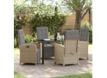 Set Di Mobili Da Giardino Stabli Set Di Mobili Da Balcone Set Da Pranzo Da Giardino 5 Pezzi Beige Poly Rattan - Set Di Mobili Da Giardino CC9684067 3Parcel