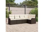 Set Di Mobili Da Giardino Semplice Set Di Mobili Da Balcone Set Di Divani Da Giardino Con Cuscini 5 Pezzi Brown Poly Rattan - Set Di Mobili Da Giardino DE5207038 4Parcel