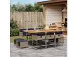 Bei Cloris Set Di Mobili Da Giardino Set Di Mobili Da Balcone Set Da Pranzo Da Giardino 11 Pezzi Con Cuscini, Grigio, Polyrattan - Set Di Mobili Da Giardino New4781447 4Parcel