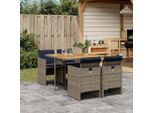 Stabli MöBel Set Di Mobili Da Giardino Set Di Mobili Da Balcone Set Da Pranzo Da Giardino 5 Pezzi Con Cuscini, Grigio, Polyrattan - Set Di Mobili Da Giardino CC6885528 2Parcel