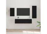 Set Di Mobili Tv Durevoli 4 Pezzi Look Rovere Nero 30,5 X 30 X 90 Cm - Mobili Tv Octo2796346 3Parcel