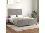 Vidaxl Struttura Letto Con Testiera Grigio Chiaro 140X200 Cm In Velluto - Struttura Letto Con Testiera - Struttura Letto Con Testiera - Struttura Letto - Letto Con Testiera