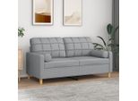 Best MöBel Divano A 2 Posti Con Cuscini Decorativi In Tessuto Grigio Chiaro 140 Cm - Classic Sofas Cloris New5818388 2Parcel