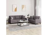 Divano Semplice A 2 Pezzi Con Cuscini In Ecopelle Grigia - Classic Sofas DE5512059 4Parcel