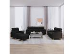 Stabli MöBel Set Di Divani 4 Pezzi Con Cuscini In Tessuto Nero - Divani Classici CC4753873 6Parti