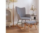2025 Sedia A Dondolo Moderna Con Sgabello In Tessuto Grigio Chiaro - Sedie A Dondolo,Design 8393873 1Parcel