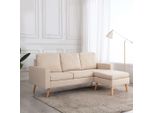 Divano A 3 Posti In Stile Elegante Con Poggiapiedi In Tessuto Crema - Classic Sofas Hommie2747101 2Parcel