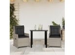 Best MöBel GartenmöBel Set BalkonmöBel-Set 3-Plg. Garten-Essgruppe Mit Kissen Hellgrau Poly Rattan - Mobili Da Giardino Cloris Neu1917315 2Parcel