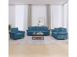 Pratico Set Di Divani A 3 Pezzi Con Cuscini In Velluto Blu - Divani Classici, Mobili Di Design 7560365 5Parti