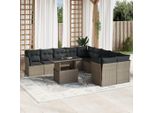 Bei Cloris Set Di Mobili Da Giardino Set Di Mobili Da Balcone Set Di Divani Da Giardino 11 Pezzi Con Cuscini Grigio Chiaro Poly Rattan - Set Di Mobili Da Giardino New6998681 4Parcel