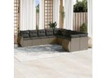 Semplice Set Di Divani Da Giardino 10 Pezzi Con Cuscini In Poly Rattan Grigio Chiaro - Divani Da Giardino DE2147882 3Parcel