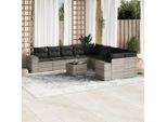 Set Di Mobili Da Giardino Semplice Set Di Mobili Da Balcone Set Di Divani Da Giardino 11 Pezzi Con Cuscini Grigio Chiaro Poly Rattan - Set Di Mobili Da Giardino DE7018816 5Parcel