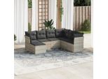 Set Di Mobili Da Giardino In Stile Elegante Set Di Mobili Da Balcone Set Di Divani Da Giardino 7 Pezzi Con Cuscini Grigio Chiaro Poly Rattan - Set Di Mobili Da Giardino Hommie9021720 4Parcel
