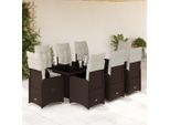Design New Garden Furniture Set Mobili Da Balcone Set 9 Pezzi Da Giardino Bistro Con Cuscini Brown Poly Rattan - GartenmöBelgarnituren MöBel2025 CHY8964685 5Parcel