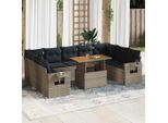 Set Di Mobili Da Giardino Durevoli Set Di Mobili Da Balcone Set Di Divani Da Giardino Da 10 Pezzi Con Cuscini In Poly Rattan Grigio - Set Di Mobili Da Giardino Octo9382976 5Parcel