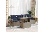 Bei Cloris Set Di Mobili Da Giardino Set Di Mobili Da Balcone 5Pz. Set Di Divani Da Giardino Con Cuscini Grey Poly Rattan - Set Di Mobili Da Giardino New8383682 4Parcel