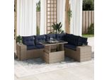 Set Di Mobili Da Giardino Durevoli Set Di Mobili Da Balcone Set Di Divani Da Giardino 7 Pezzi Con Cuscini Grey Poly Rattan Acacia - Set Di Mobili Da Giardino Octo4552995 4Parcel