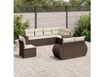 Set Di Divani Da Giardino 8 Pezzi Con Cuscini In Poly Rattan Marrone - Divani Da Giardino DE8551913 3Parcel