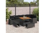 Set Di Mobili Da Giardino Durevoli Set Di Mobili Da Balcone Set Di Divani Da Giardino 9 Pezzi Nero Poly Rattan - Set Di Mobili Da Giardino Octo2457425 3Parcel