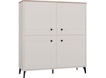 Point 4D Cassettiera, Beige Cashmere, Mobile In Rovere Castello, 4 Ante, 8 Ripiani Per Il Soggiorno