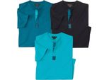 Atlas For Men - T-Shirt Da Uomo, Collo A Bottone (Confezione Da 3) AF4373 (Xxl) (Nero/Blu/Turchese)