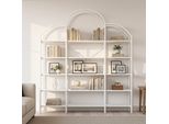 Fortuna Lai 170 X 26 X 190 Cm Scaffale In Stile Semplice, Materiale Tubolare In Acciaio E Mdf, Cinque Ripiani, Forma A Nuvola Unica, Facile Da Montare E Pulire, Bianco