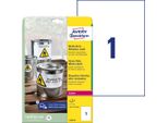 Avery Zweckform Heavy Duty L4775 - Poliestere - Opaco - Adesivo Permanente - Bianco - A4 (210 X 297 Mm) - 75 G/M² - 8 Etichette Etichette