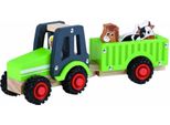 Simply For Kids Houten Tractor + Aanhanger En Dieren