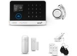 Huxgo HXA003 Sistema Di Allarme Casa Wifi + Gsm 2G Con Sirena, Sistema Di Allarme Con 1X Sensore Di Movimento E 1X Sensore Porta-Finestra, Sistema Di Allarme Per Appartamento, Casa, Garage, App Tuya Smartlife