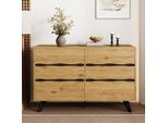 Credenza Effetto Legno 120×40×75,5 Cm, 6 Cassetti, Per Soggiorno E Sala Da Pranzo