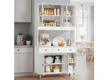 Bealife AP05 Credenza Con Ante In Vetro | 100X38X180 Cm | Per Cucina E Sala Da Pranzo | Bianco/Nero