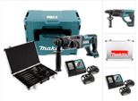 Trapano A Percussione A Batteria Makita Dhr 241 Rtj 18 V Li-Ion Con Attacco Sds-Plus In Makpac + 2X Batteria Bl 1850 B 5,0 Ah + Caricatore Rapido Dc 18 Rc + Set Di Punte Makita D-42444 Sds-Plus 17 Pezzi In Valigetta Di Alluminio