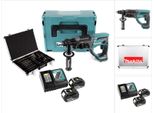 Makita Dhr 202 Rtj 18 V Martello Combinato A Batteria Sds-Plus In Makpac + 2 Batterie Da 5,0 Ah + Caricabatterie DC18RC + D-42444 Set Di Punte E Scalpelli Sds-Plus 17 Pezzi In Valigetta Di Alluminio