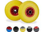 Relaxdays 4 X Ruote Per Carrelli Manuali Giallo-Rosso