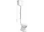 Vaso Wc Retro Con Cassetta, Scarico Verticale, Bianco/Cromo