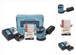 Makita DBO180RT1J Levigatrice Eccentrica A Batteria 125Mm 18V + 1X Batteria 5.0Ah + Caricatore + Scatola Makpac + 1X Set Di Levigatura Spider Toolbrothers Con Abrasivi In Rete
