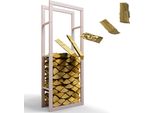 Rastrelliera Per Legna Da Ardere Interna + Esterna In Metallo Zincato 60X25X150 Beige / Bianco Crema Portalegna Per Legna Scaffale Per Legna