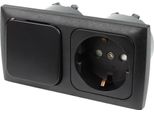 C-Line Presto Inprojal Cbe Presa Di Corrente Interruttore Schuko + Telaio Di Copertura + Presa Iso 220 / 230 Volt Nero
