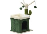 Fudajo Tiragraffi Con Design Cactus Alto 70 Cm, Tiragraffi Per Gatti In Verde/Beige, Albero Per Gatti Con Casetta Per Gatti E 3 Palline Da Gioco, Albero Da Arrampicata Per Gatti