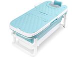 Fiqops Vasca Da Bagno Mobile Pieghevole Per Adulti Sauna Spa Vasca Da Bagno Mobile Con Copertura Blu 145Cm