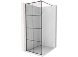 Mexen Kioto Parete Doccia Walk-In 80 X 200 Cm, Griglia Nera 8 Mm, Oro Rosa - 800-080-101-60-77