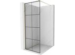 Mexen Kioto Parete Doccia Walk-In 90 X 200 Cm, Griglia Nera 8 Mm, Oro - 800-090-101-50-77