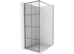 Mexen Kioto Parete Doccia Walk-In 90 X 200 Cm, Griglia Nera 8 Mm, Oro Rosa - 800-090-101-60-77