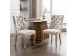 Set Di 2 Sedie Da Pranzo Flieks, Sedie Da Cucina Con Schienale Alto E Gambe In Legno Massiccio, Sedia Da Soggiorno In Velluto Sedia Da Pranzo Imbottita, Beige Chiaro