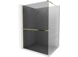 Mexen Kioto+ Parete Doccia Con Mensola Walk-In 120 X 200 Cm, Grafite, Oro - 800-120-121-50-40