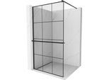 Mexen Kioto+ Parete Doccia Con Mensola Walk-In 110 X 200 Cm, Griglia Nera, Nero - 800-110-121-70-77