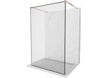 Mexen Kioto Parete Doccia Autoportante 120 X 200 Cm, Cornice Nera 8 Mm, Oro Rosa - 800-120-002-60-70