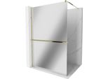 Mexen Kioto+ Parete Doccia Con Mensola Walk-In 120 X 200 Cm, Specchio, Oro - 800-120-121-50-50