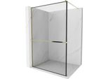 Mexen Kioto+ Parete Doccia Con Mensola Walk-In 70 X 200 Cm, Cornice Nera, Dorato - 800-070-121-50-70
